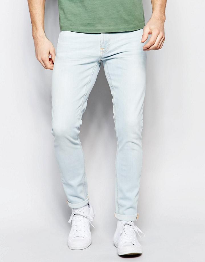 Nudie Jeans Pipe Led Super Skinny Fit Pillar White Bleach Wash - Pillar White