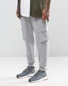 Asos Standard Joggers In Gray Rib With Cargo Pockets - Gray