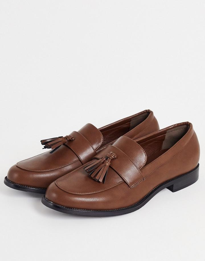 Truffle Collection Faux Leather Tassel Loafers In Brown