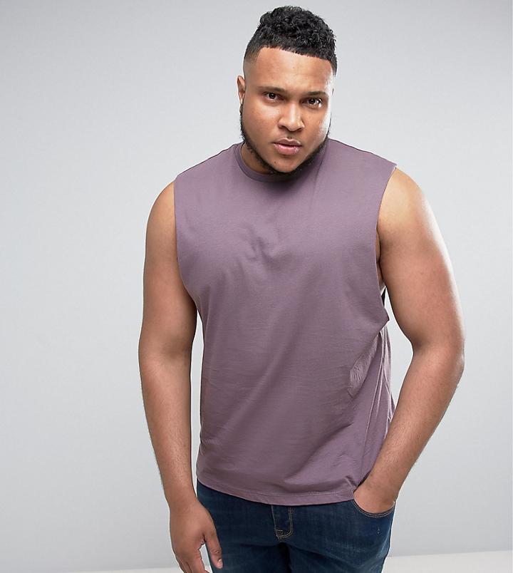 Asos Plus Tank With Dropped Armhole - Purple