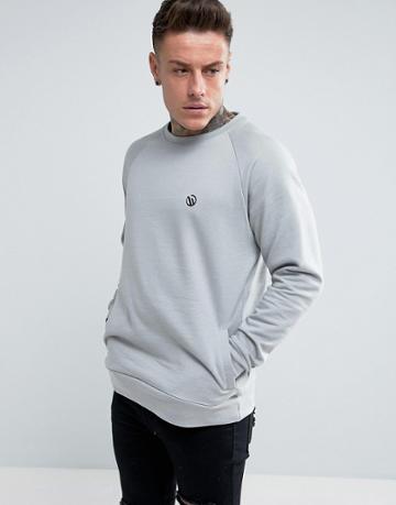 Wetts Crew Sweat With Wave Logo - Gray