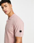 Soul Star Muscle Fit Polo In Dusty Pink