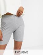 Reclaimed Vintage Inspired Ribbed Legging Short In Gray-grey