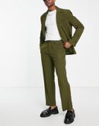 Reclaimed Vintage Inspired Pinstripe 90's Baggy Pants In Olive-green
