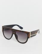 River Island Visor Sunglasses In Tortoiseshell-brown