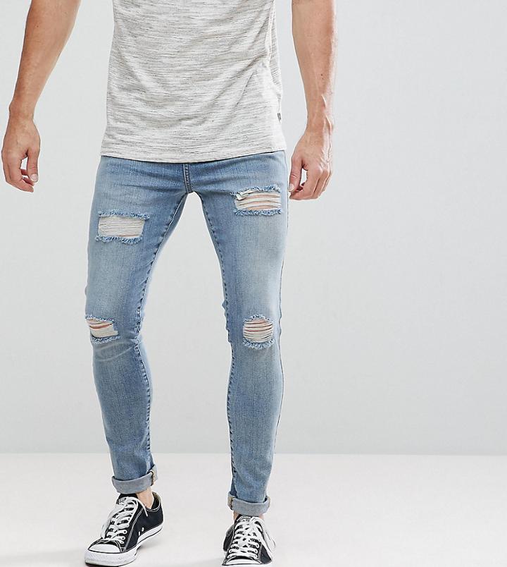 Brooklyn Supply Co Muscle Fit Jeans Tint Wash Rip & Repair - Blue
