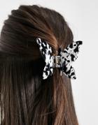 Asos Design Butterfly Hair Claw In Mono Resin-multi