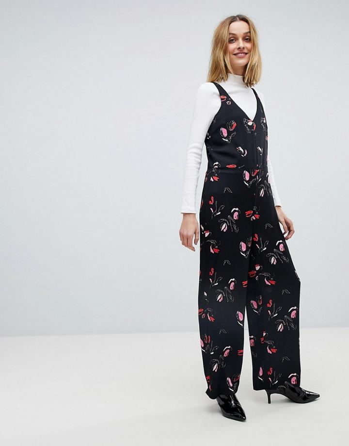 Pieces Wide Leg Floral Jumpuit - Multi