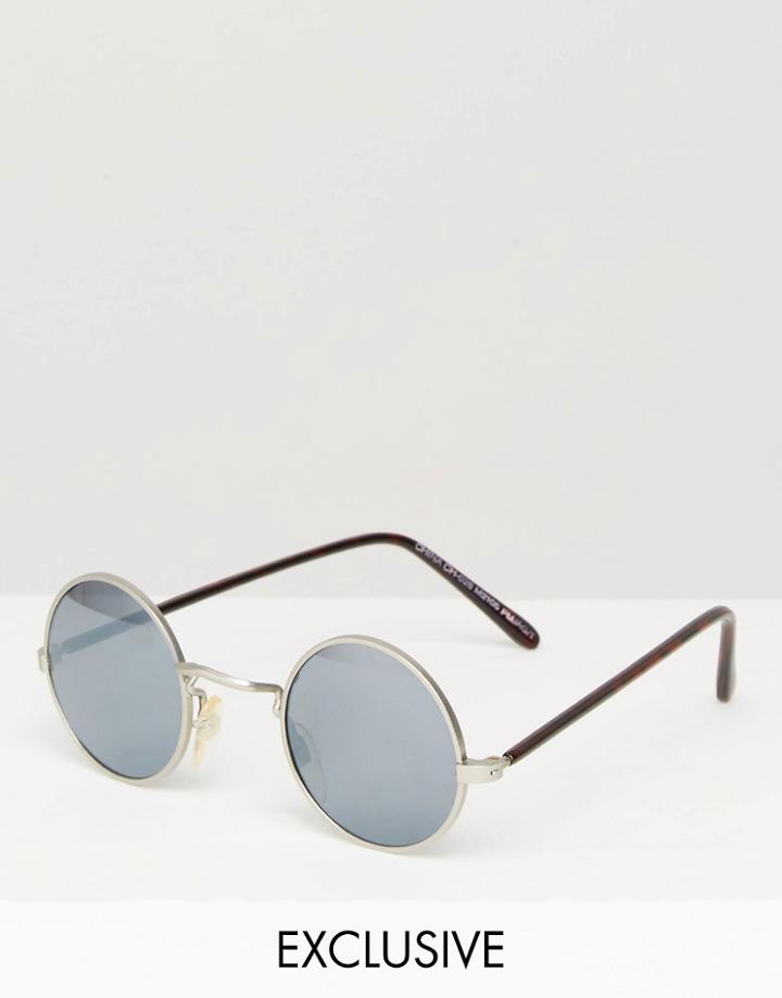 Reclaimed Vintage Round Sunglasses With Mirrored Lens - Silver