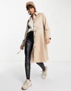 Fashion Union Trapeze Trench Coat With Tie Waist-white