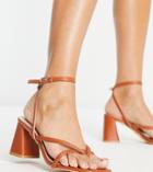 Glamorous Wide Fit Mid Heel Sandals In Camel-neutral