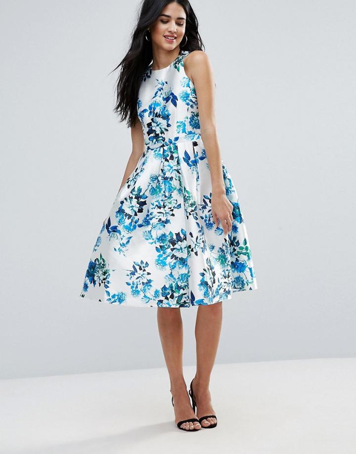 Forever Unique Floral Racer Skater Dress - Blue