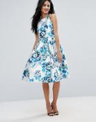 Forever Unique Floral Racer Skater Dress - Blue