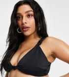 Asos Design Curve Recycled Mix And Match Knot Crop Bikini Top In Black