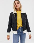 Urban Bliss Gracie Padded Jacket With Shearling Trim