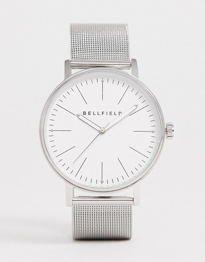 Bellfield Mens Silver Mesh Bracelet Watch - Silver