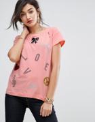 Love Moschino Brick Brack Printed T-shirt - Pink