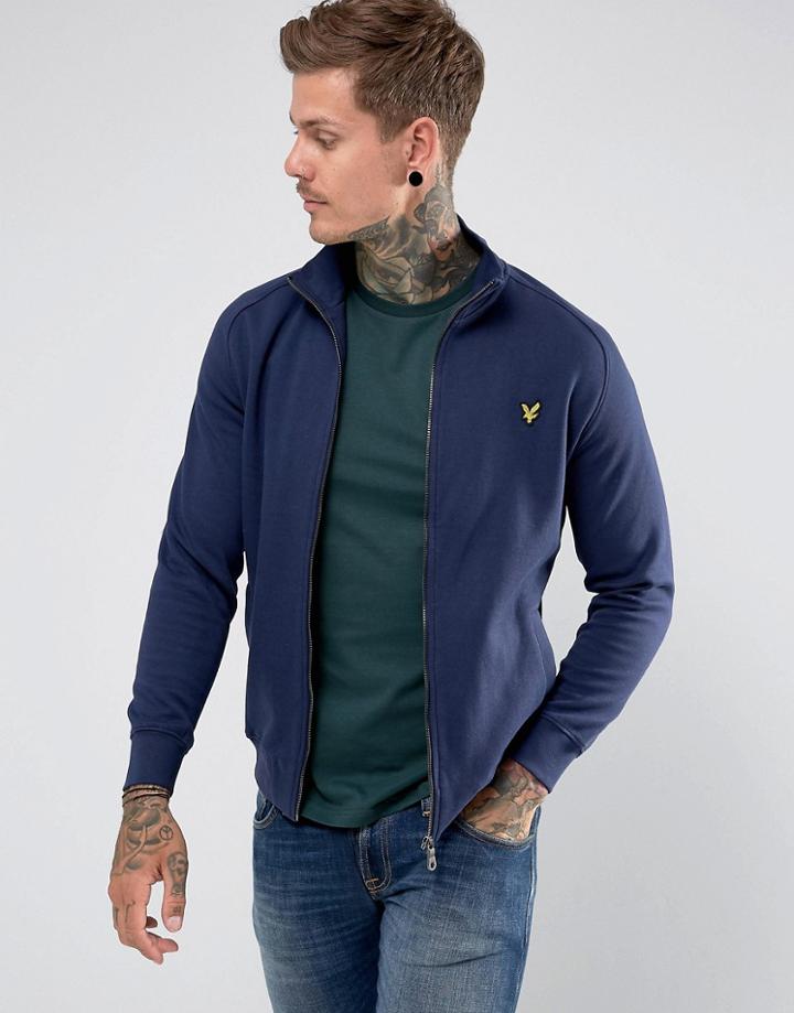 Lyle & Scott Zip Through Funnel Neck Sweater Navy - Navy