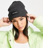 Collusion Unisex Branded Beanie In Charcoal-grey