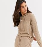 New Look Tall Lounge Ribbed Hoody Coord In Camel-brown