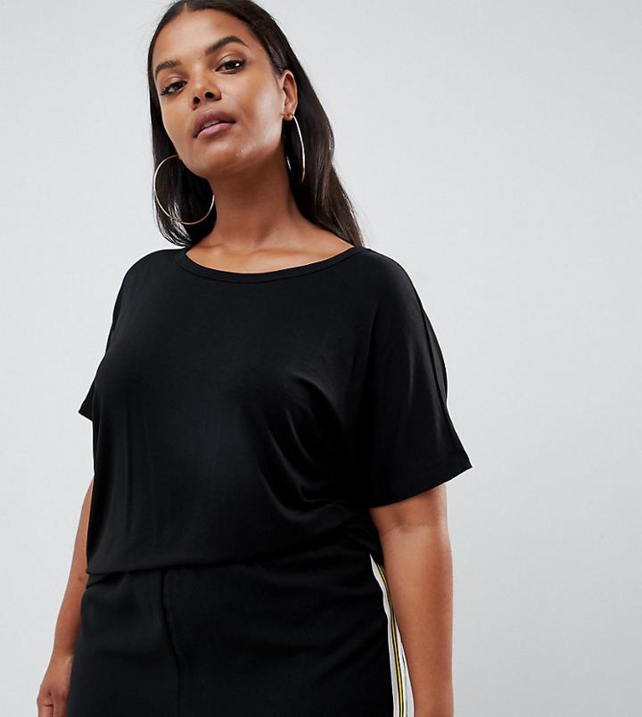 Asos Design Curve Formal Kimono T-shirt In Black - Black