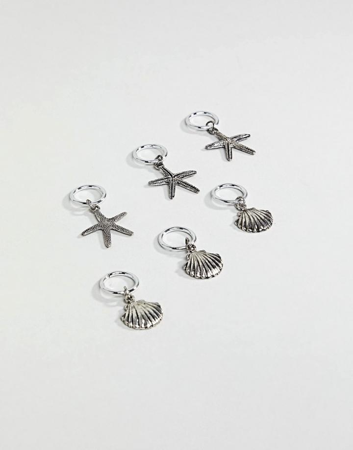 Asos Design Festival Pack Of Hair Rings - Silver
