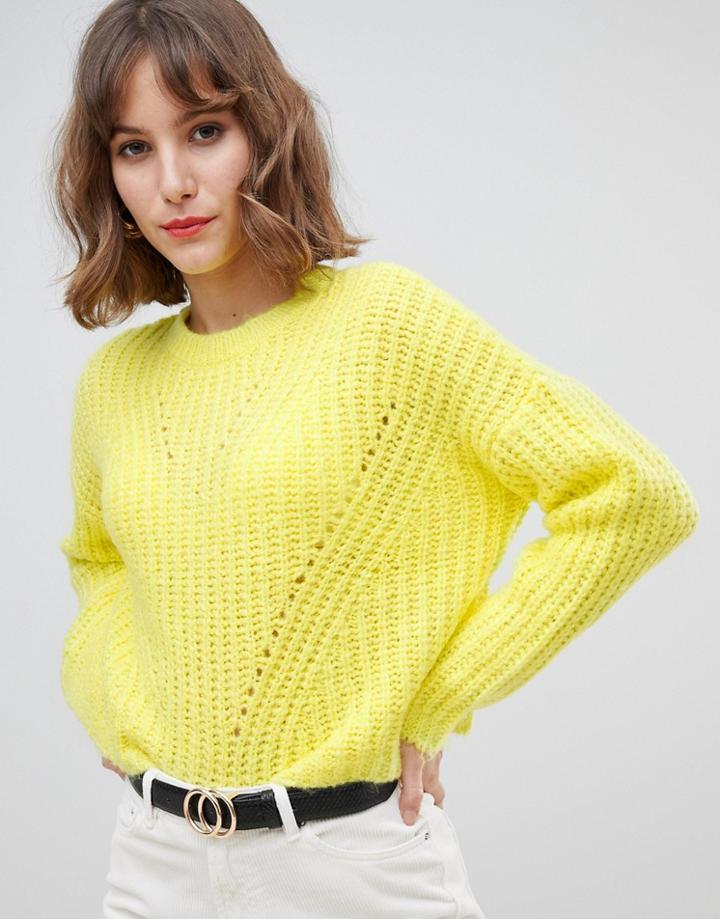 Stradivarius Crew Neck Neon Sweater - Green