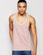 Asos Tank With Extreme Racer Back And Contrast Trim - Pink