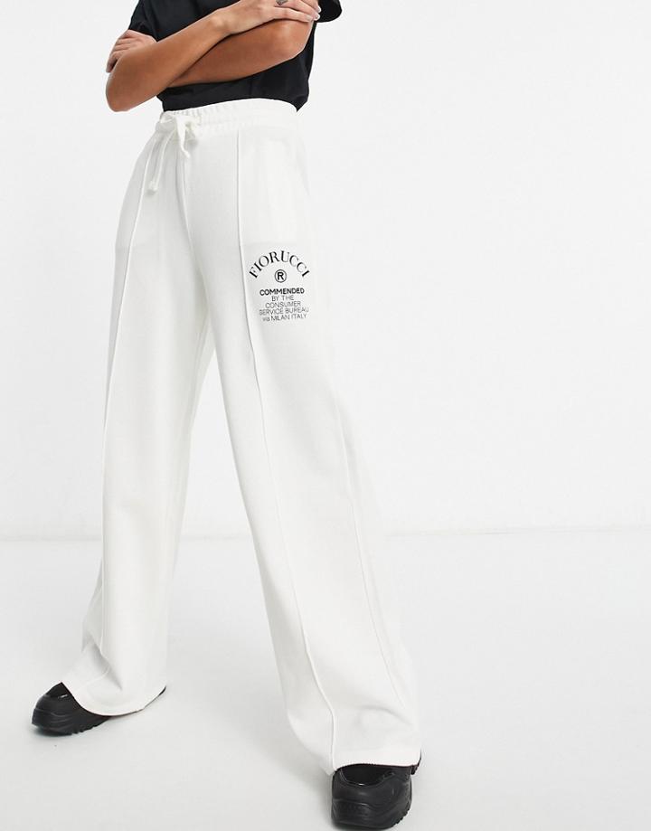 Fiorucci Set Commended Logo Wide Leg Trackpants In White