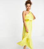 Y.a.s Petite One Shoulder Midi Dress In Lemon-yellow