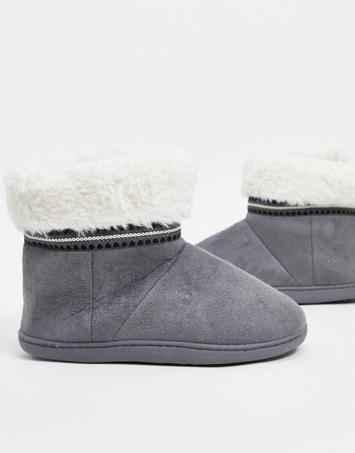 Totes Isotoner Slipper Boots In Gray-grey
