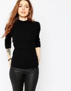 Asos Sweater In Rib With High Neck - Black