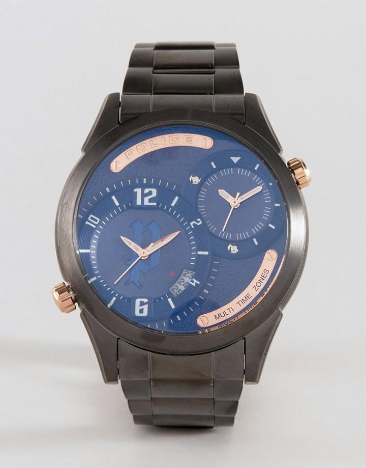 Police Dugite Silver Steel Watch - Silver