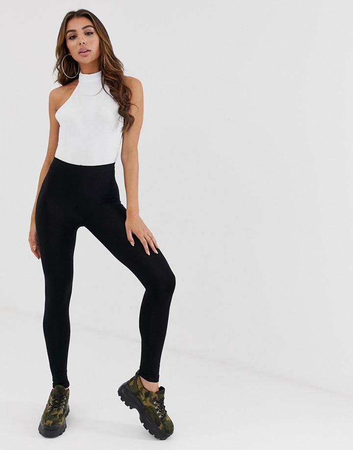Asos Design High Waisted Leggings In Black - Black