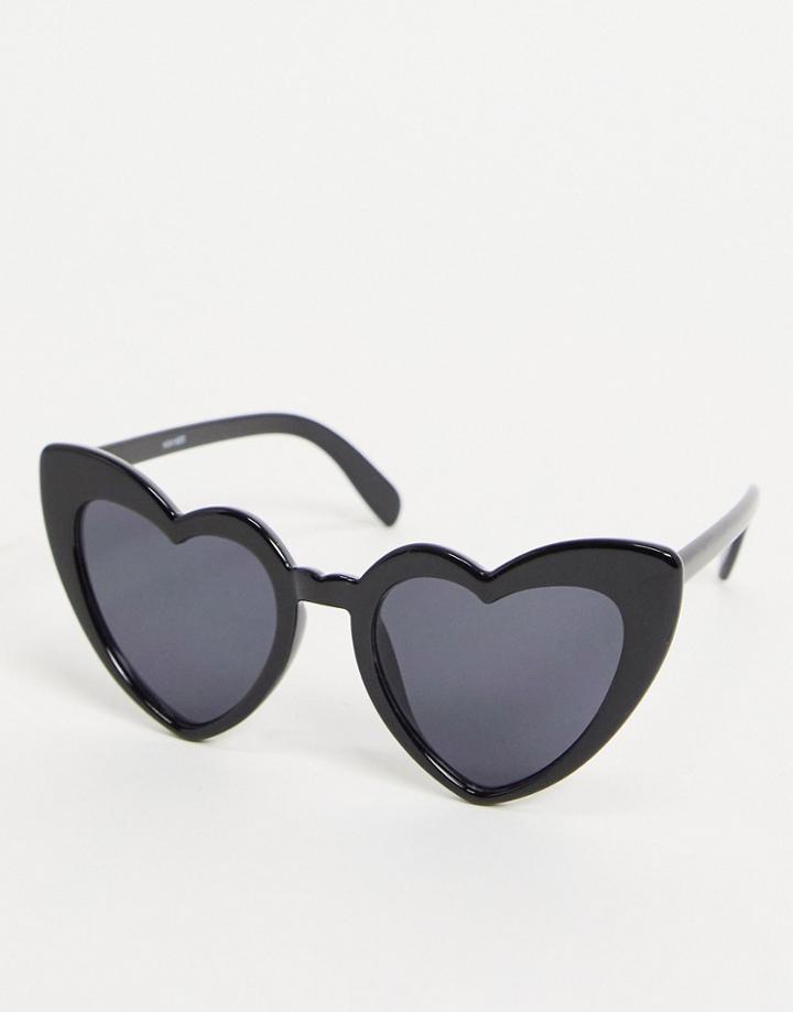 Madein. Chunky Frame Heart Shaped Sunglasses-black