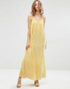 Suncoo Ropeneck Maxi Dress In Yellow - Jaune