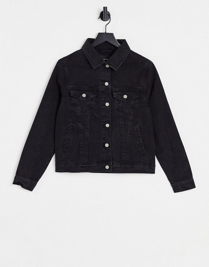 Brave Soul Bloom Denim Jacket In Black