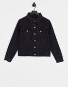 Brave Soul Bloom Denim Jacket In Black