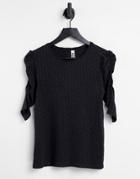 Jdy Ulrikka 2/4 Wrinkle Jersey Top In Black