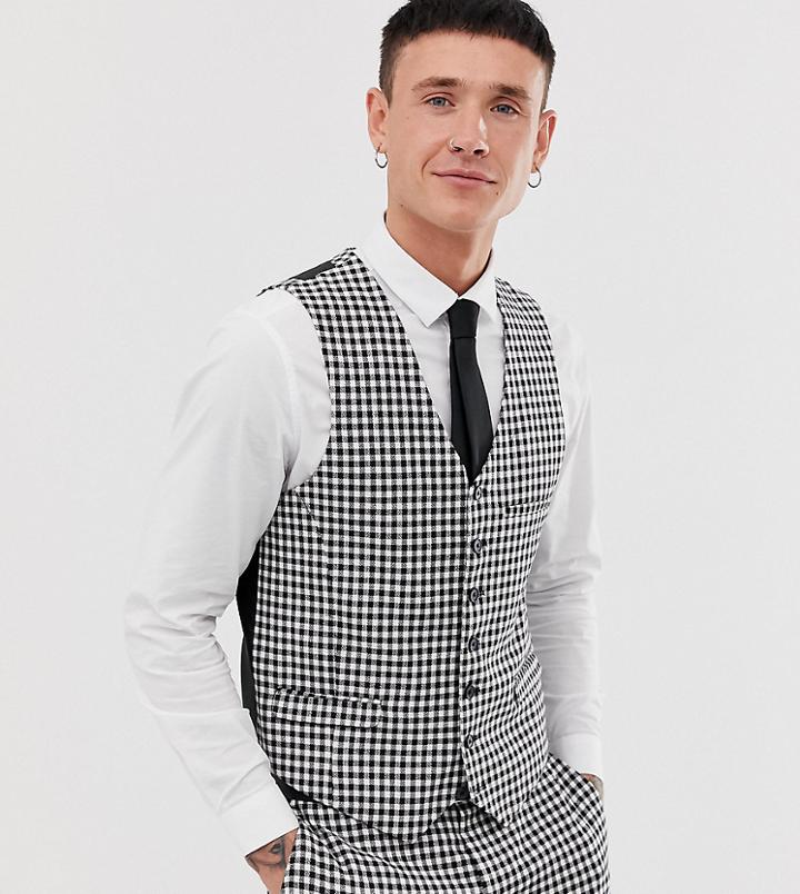 Heart & Dagger Skinny Fit Vest In Gingham - Multi