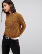 Qed London Chunky Knit Chenille Sweater - Brown