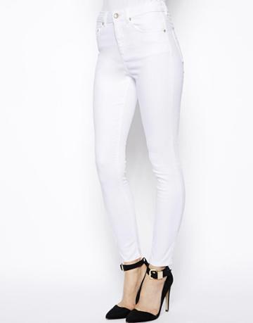 Asos Ridley High Waist Ultra Skinny Ankle Grazer Jeans In White