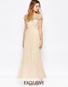 Vila Lace Top Button Back Maxi Dress - Pink Tint