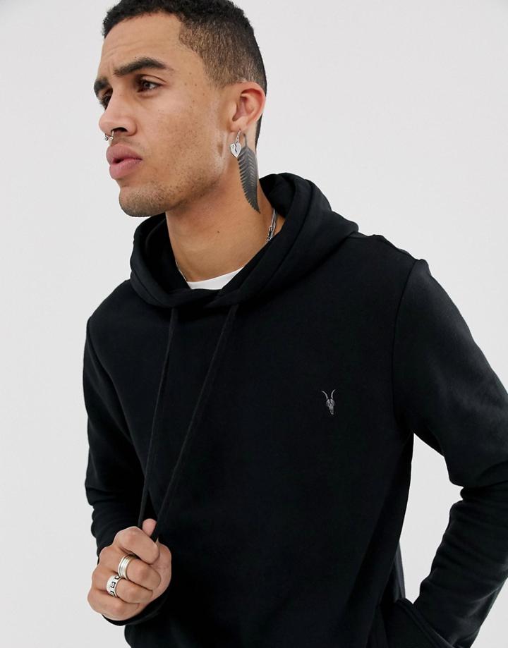 Allsaints Raven Ramskull Logo Hoodie In Black
