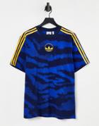 Adidas Zebra Allover Short Sleeve Print T-shirt In Navy
