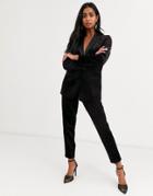 Asos Design Velvet Tux Suit Slim Pants In Wine-red