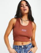 The Ragged Priest Shrunken Tank With Embroidered Logo In Rib-brown