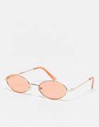 Svnx Mini Oval Sunglasses In Orange