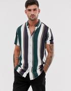 River Island Short Sleeve Shirt With Green Stripe