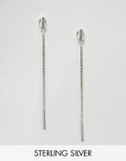 Fashionology Sterling Silver Bar Chain Strand Earrings - Silver